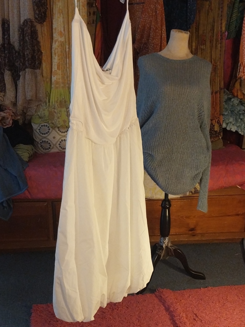 Urban Outfitters White Draped Cowl Maxi Dress